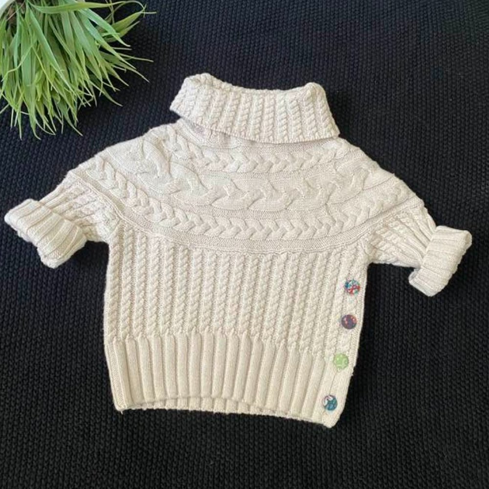 Matilda Jane Girls Reese Crop Cable Sweater Short Sleeves Turtle Neck Sz 6